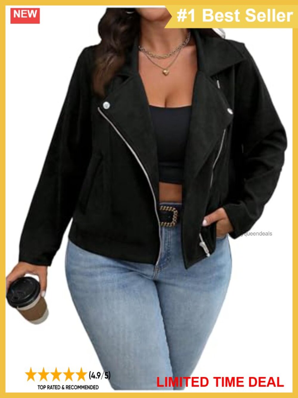 Plus Size Cropped Bomber Moto Jacket Zip Up Long Sleeve
